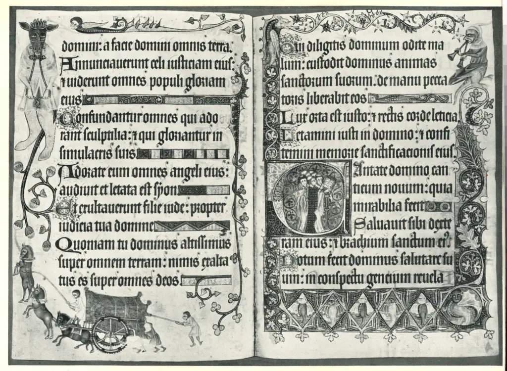 Anonimo , Salterio Luttrell - ex Lulworth Castle - Inglese, sec. XIV - , fronte