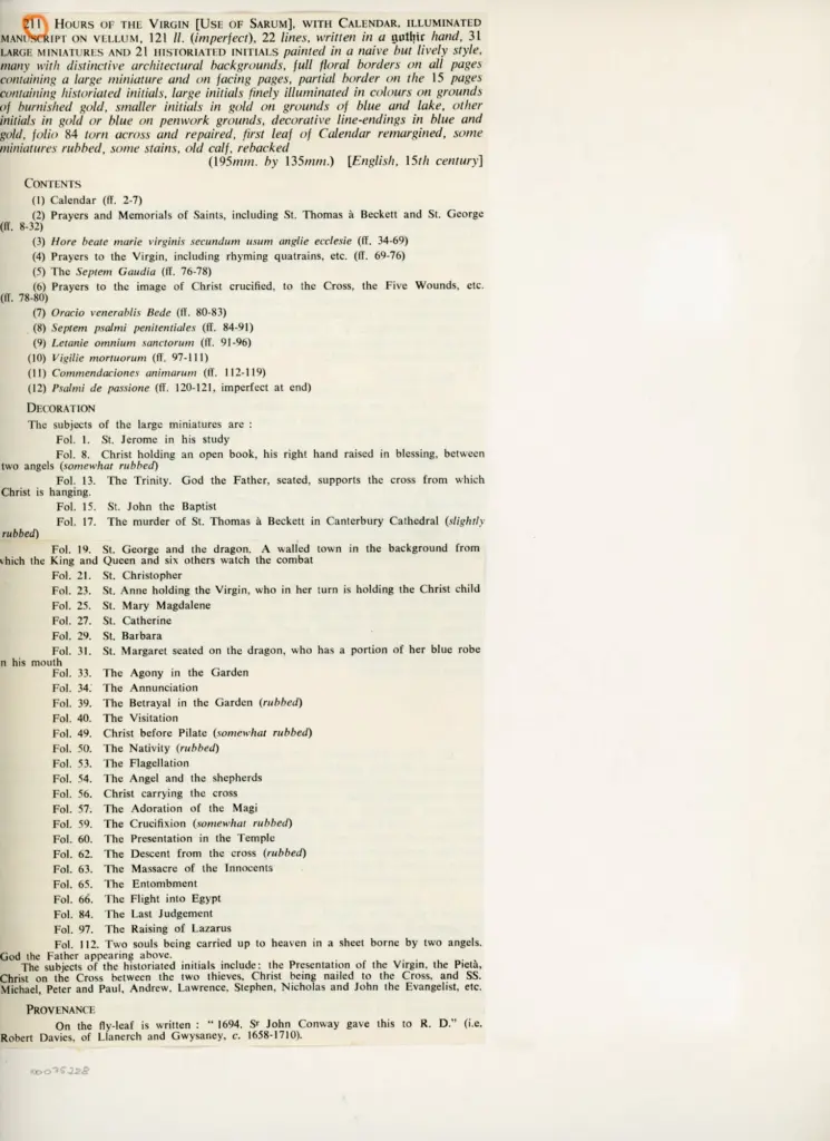 Anonimo , Anonimo - sec. XV - Ore di Maria, manoscritto di scuola inglese, ff. 19 e 21 , retro