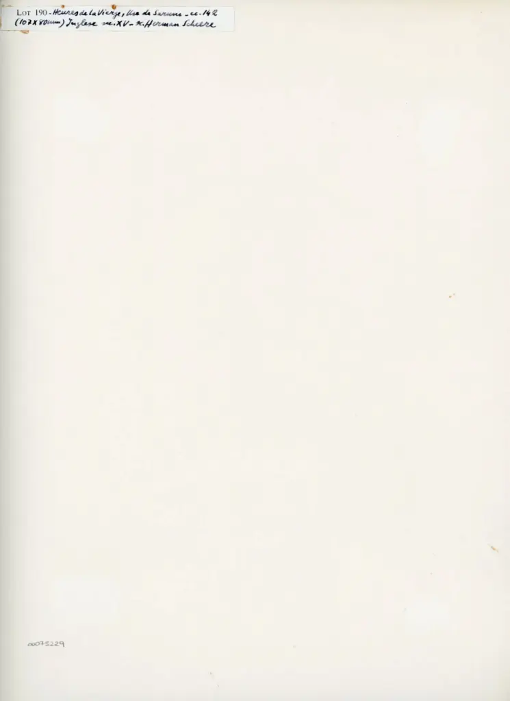 Anonimo , Heures de la Vierge, Use de Sarum - cc. 142 - Inglese sec. XV - sc. Herman Scheere , retro