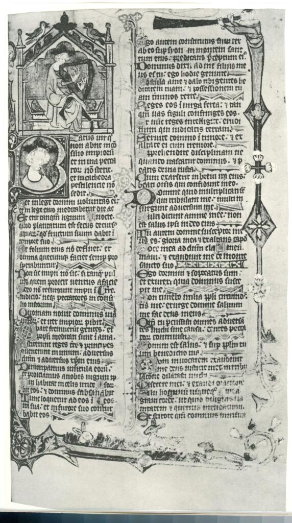 Anonimo , Anonimo - sec. XIV, prima metà - Breviario all'uso di Sarum, una pagina miniata , fronte