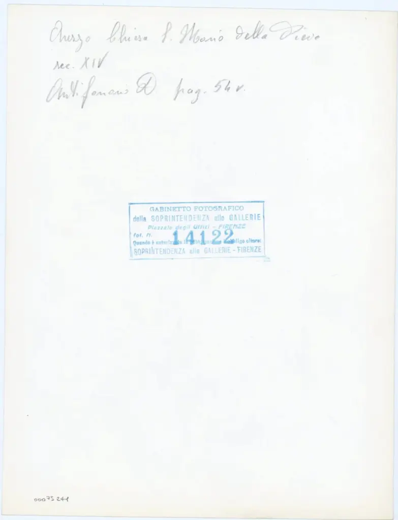 Gabinetto Fotografico della Soprintendenza Speciale per il Patrimonio Storico, Artistico ed Etnoantropologico e per il Polo Museale della citt&agrave; di Firenze , Arezzo Chiesa S. Maria della Pieve - sec. XIV - Antifonario D pag. 54v. , retro