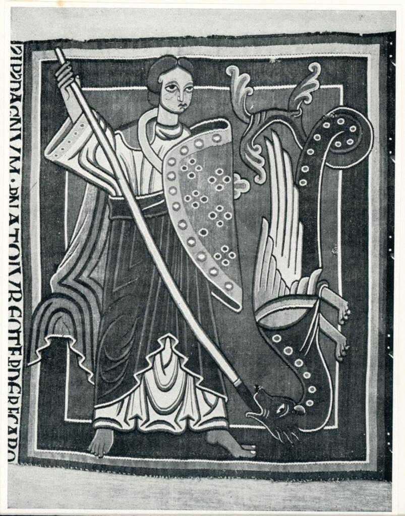 Anonimo , Halberstadts, Cattedrael - Arazzo, c. 1180, part. , fronte