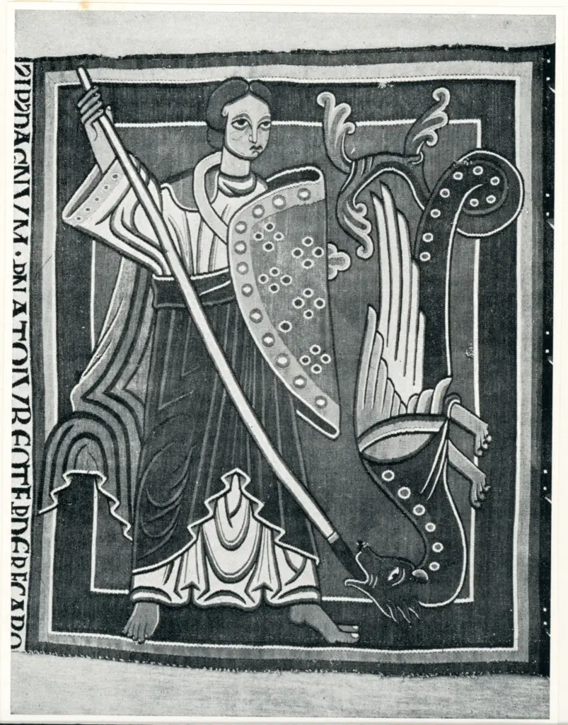 Anonimo tedesco sec. XII , San Michele Arcangelo combatte contro il drago, Testo scritto