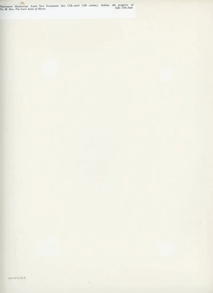 Anonimo , Illuminated Manuscript: Latin New Testament, late 12th-early13th century, Italian, the property of The Rt Hon. The Lord Astor of Hever , retro