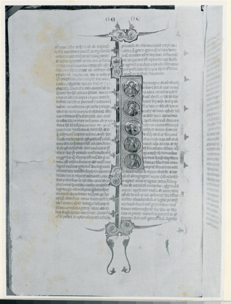 Anonimo , Anonimo italiano - sec. XIV, metà - Bibbia latina, Incipit del Libro della Genesi, iniziale I(n) , fronte