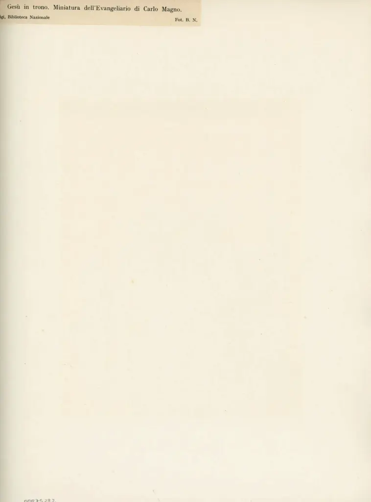 Anonimo , Ges&ugrave; in trono. Miniatura dell'Evangeliario di Carlo Magno. Parigi, Biblioteca Nazionale , retro