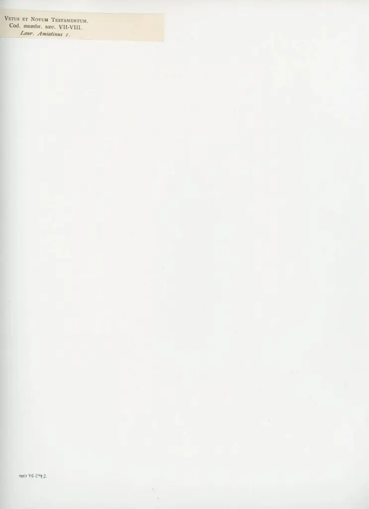 Anonimo , Vetus et Novum Testamentum./ Cod. membr. saec. VII.-VIII./ Laur. Amiatinus I. , retro
