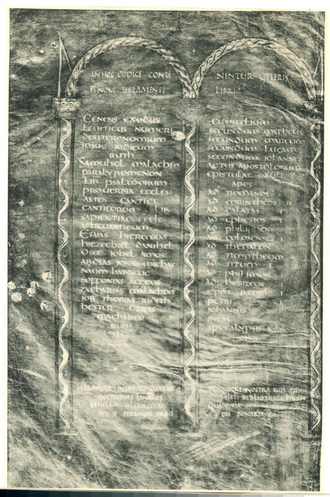 Anonimo , Vetus et Novum Testamentum./ Cod. membr. saec. VII.-VIII./ Laur. Amiatinus I. , fronte