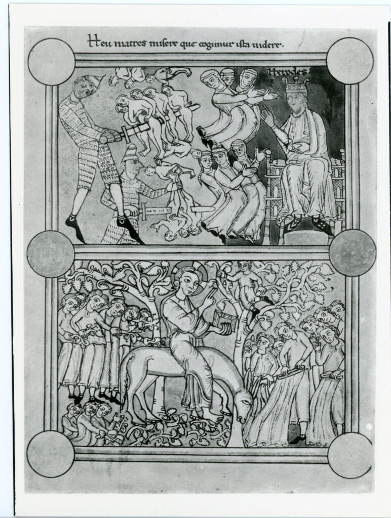Gabinetto Fotografico della Soprintendenza Speciale per il Patrimonio Storico, Artistico ed Etnoantropologico e per il Polo Museale della città di Firenze , Anonimo tedesco - sec. XIII - manoscritto tedesco, una pagina miniata , fronte