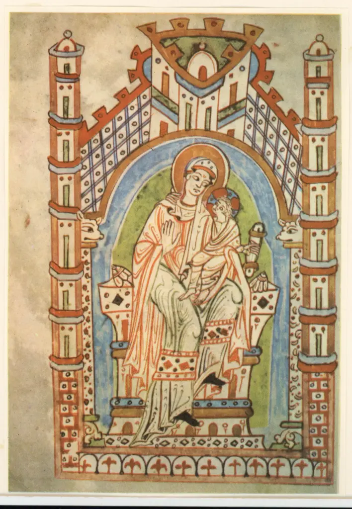 Anonimo sec. XII , Madonna con Bambino in trono