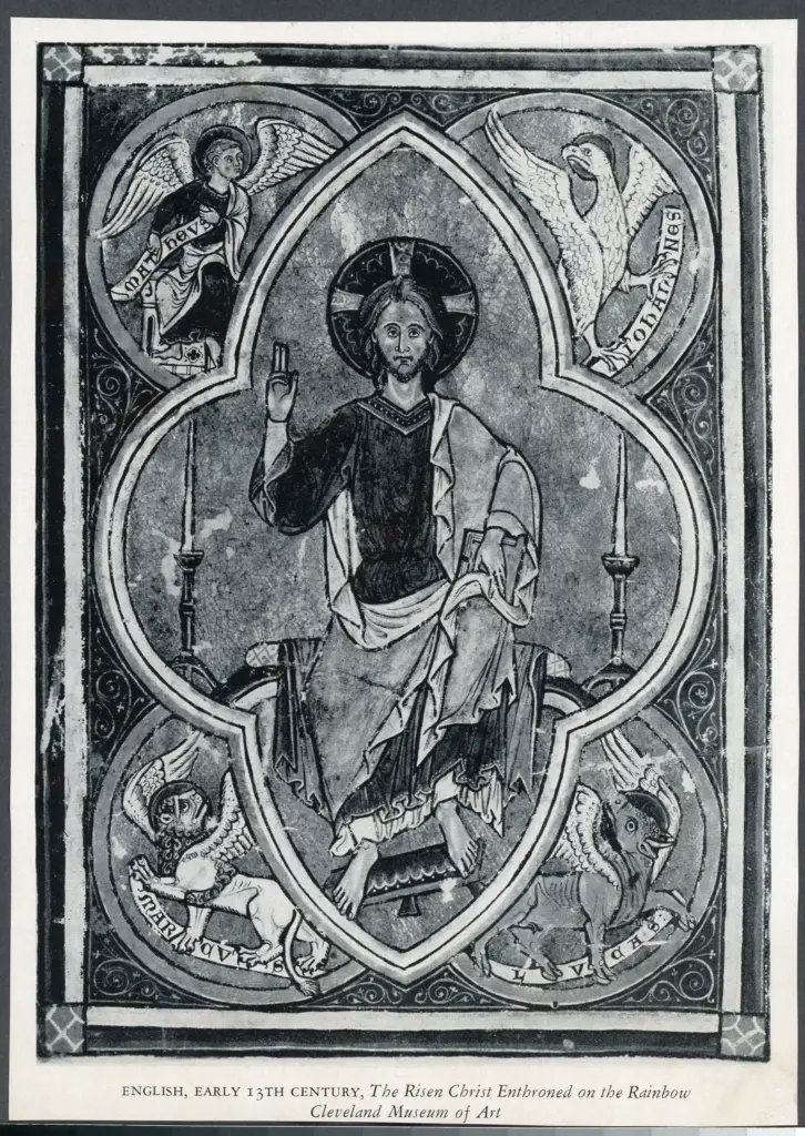Anonimo , English, early 13th century, The Risen Christ Enthroned on the Rainbow - Cleveland Museum of Art , fronte