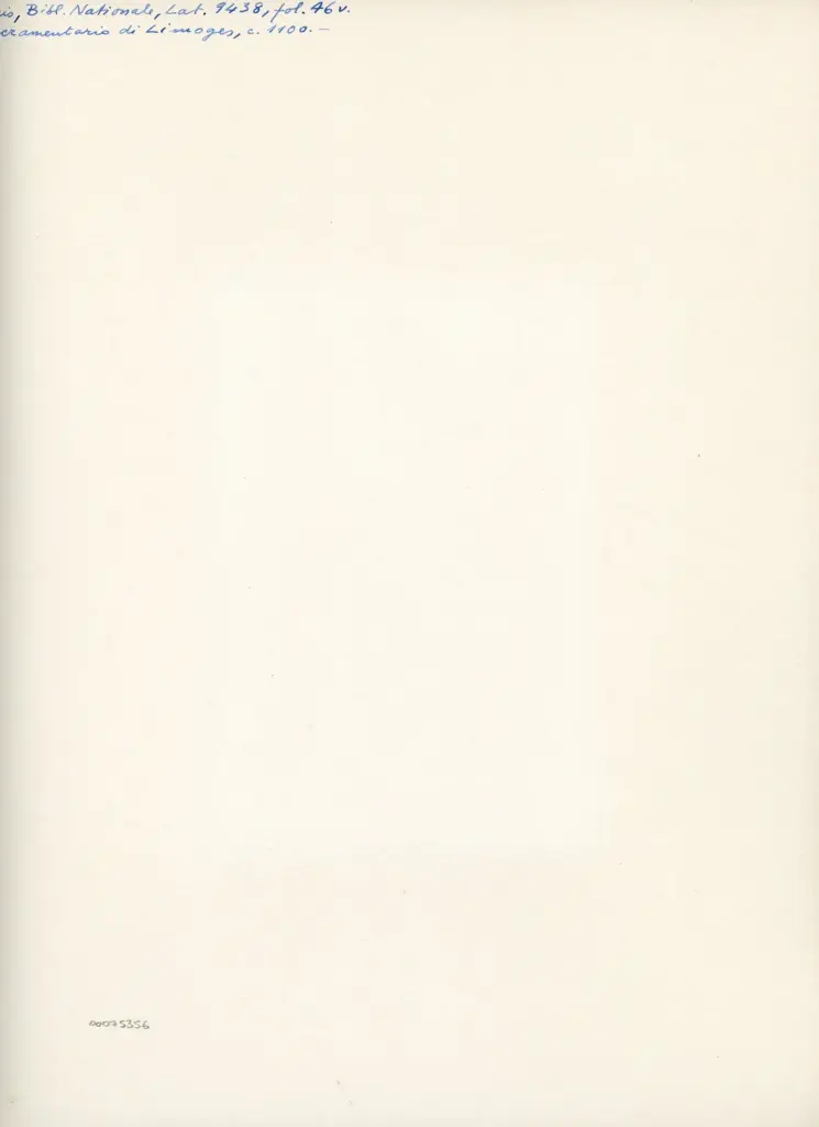 Anonimo , Paris, Bibl. Nationale, Lat. 9438, fol. 46v. - Sacramentario di Limoges, c. 1100. - , retro