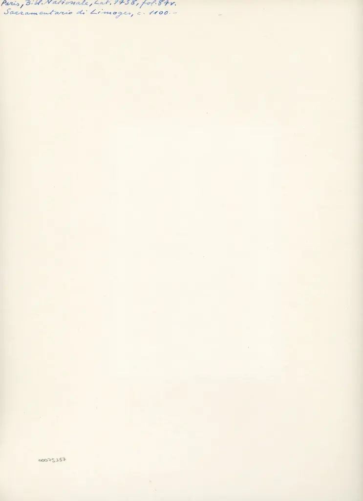 Anonimo , Paris, Bibl. Nationale, Lat. 9438, fol. 84v. - Sacramentario di Limoges, c. 1100. - , retro