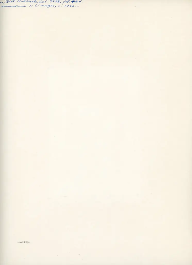 Anonimo , Paris, Bibl. Nationale, Lat. 9438, fol. 44v. - Sacramentario di Limoges, c. 1100. - , retro