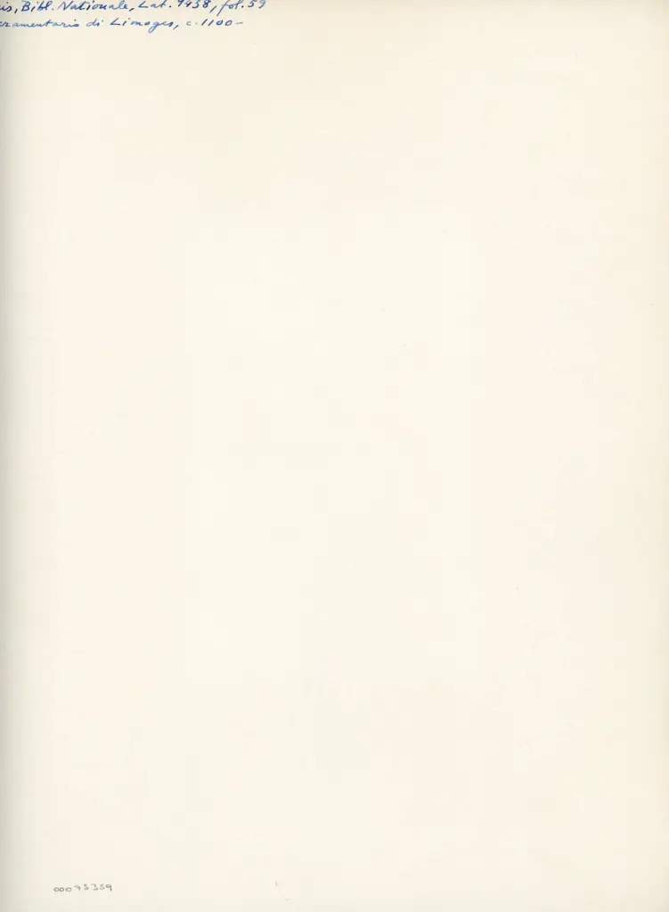 Anonimo , Paris, Bibl. Nationale, Lat. 9438, fol. 59 - Sacramentario di Limoges, c. 1100 - , retro