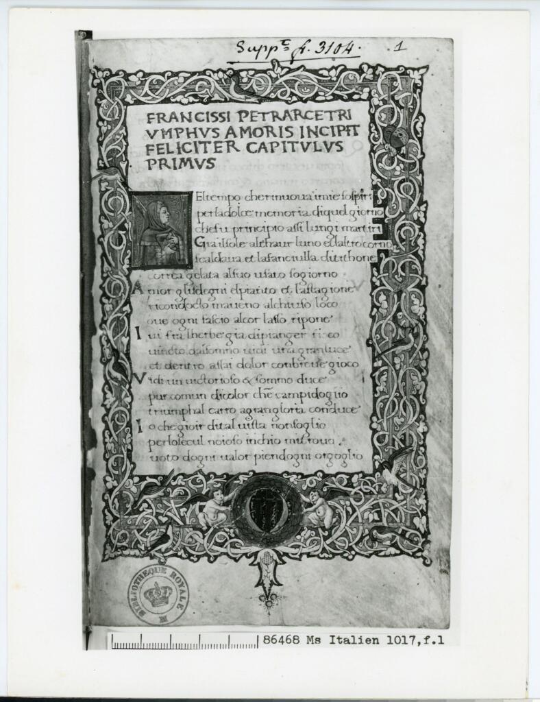 Anonimo , Anonimo - sec. XV - Parigi, Bibliothèque nationale de France, ms. Italien 1017, f. 1r , fronte