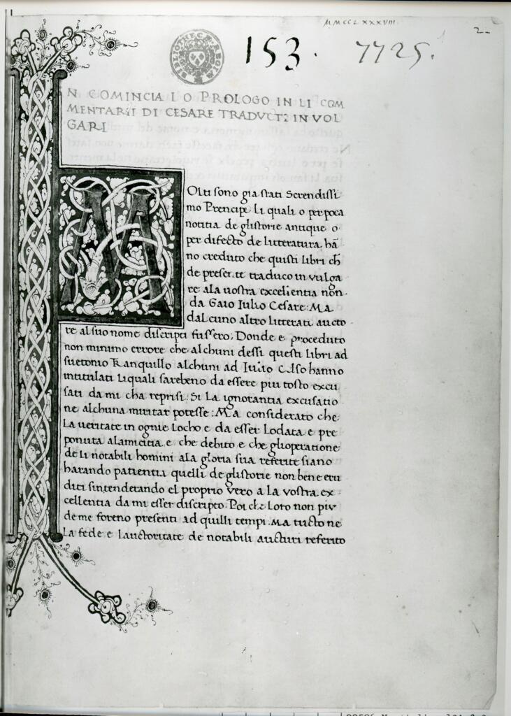 Bibliothèque nationale de France , Anonimo - sec. XV - Parigi, Bibliothèque nationale de France, ms. 124, f. 2r , fronte
