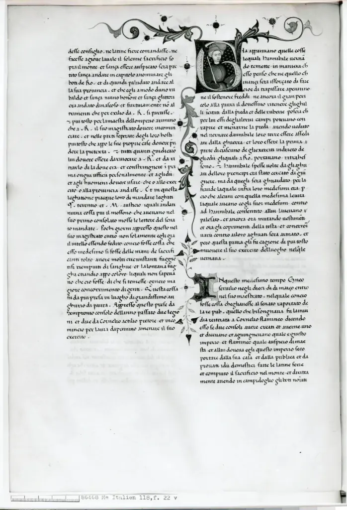 Anonimo , Anonimo - 1432 - Parigi, Biblioth&egrave;que nationale de France, ms. Italien 118, f. 22v , fronte