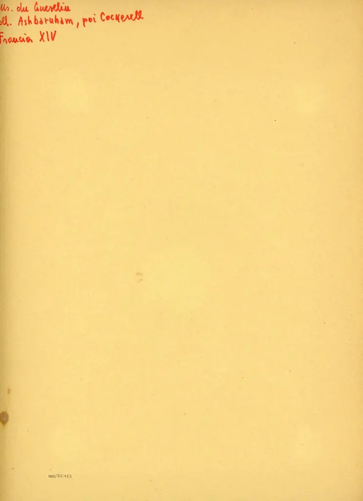 Anonimo , Ms. du Guesclin - coll. Ashbarnham, poi Cockerell - Francia XIV , retro