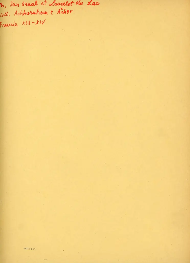 Anonimo , Ms. San Graal et Lancelot du Lac - coll. Ashburnham e Archer - Francia XIII-XIV , retro