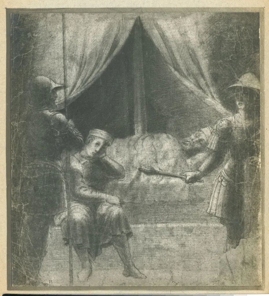 Pietro di Benedetto dei Franceschi, attr. , Sogno di Costantino, Iniziale B, Iniziale decorata, Cornice con motivi decorativi fitomorfi