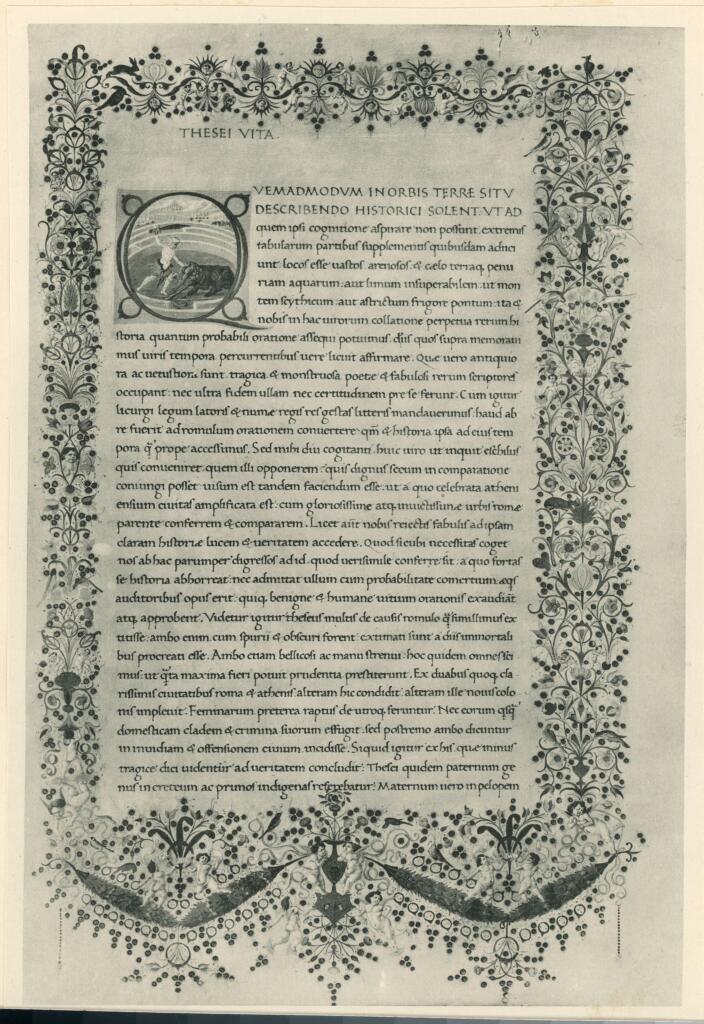 Anonimo , Plutarco: Vitae - Laur. Plut. LXV.26 per Piero di Cosimo de'Medici - Francesco d'Antonio del Chierico, f. , fronte