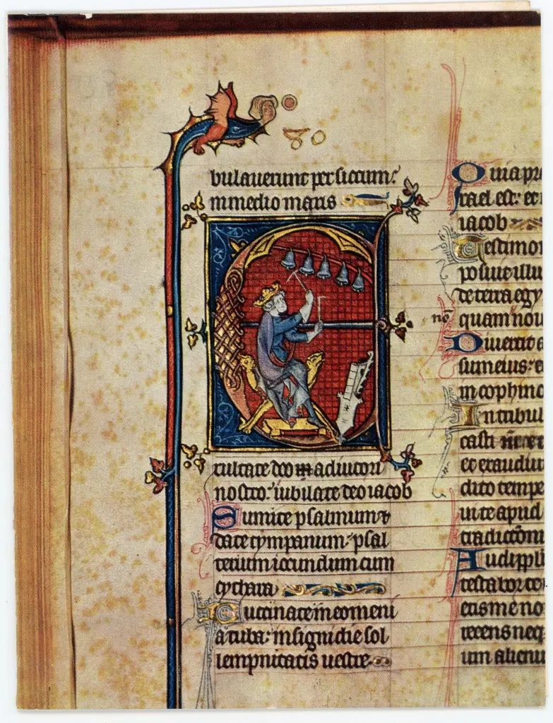 Anonimo , Psalterium del sec. XIV - f. 80 (part.) - Napoli, Biblioteca Nazionale, Ms. I B 50. , fronte