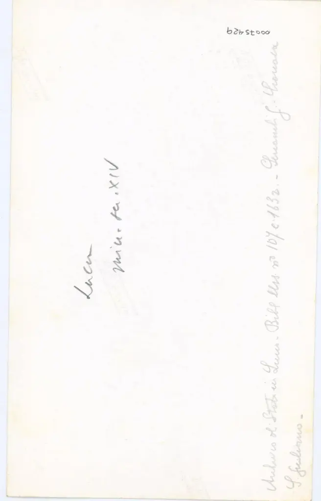 Anonimo , Archivio di Stato in Lucca - Bibl. Ms n&deg; 107 c. 163r. Sercambi G. Cronaca - S. Giuliano. , retro