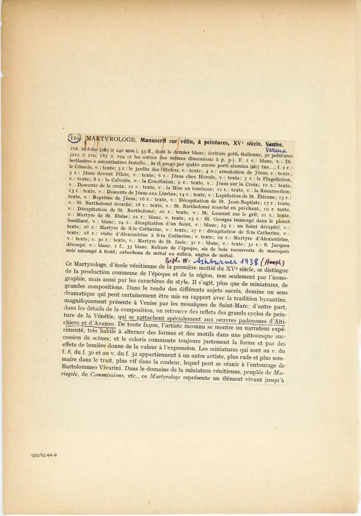 Anonimo , Maestro del Martirologio dei Battuti Neri di Ferrara - sec. XV - Venezia, Fondazione Giorgio Cini, ms. 2501/2, f. 7r , retro