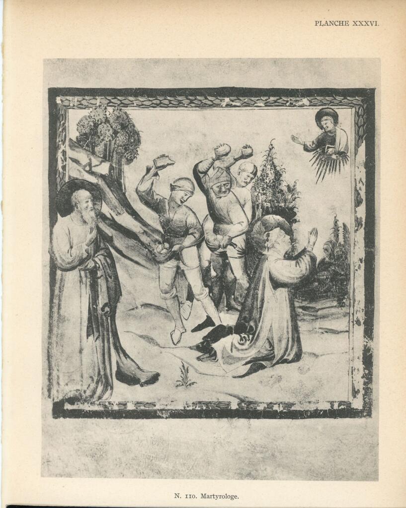Anonimo , Maestro del Martirologio dei Battuti Neri di Ferrara - sec. XV - Venezia, Fondazione Giorgio Cini, ms. 2501/2, f. 14v , fronte