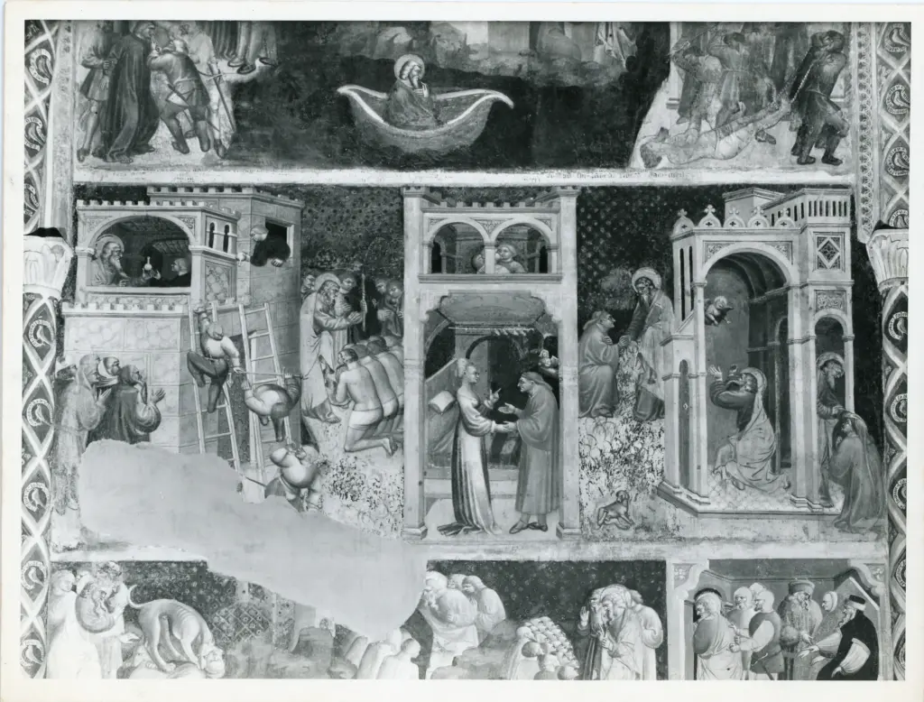 Anonimo , Bartolino de Grossi (?) - sec. XV - Parma, Cattedrale di S. Maria Assunta, Cappella del Comune (o di S. Sebastiano), Storie della vita dei Santi Feliciano e Sebastiano, particolare , fronte