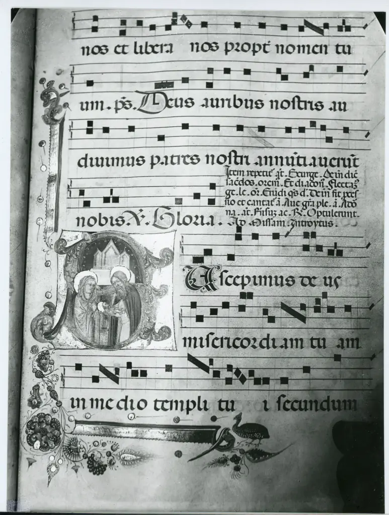 Soprintendenza ai Monumenti, alle Gallerie e alle Antichit&agrave; di Trieste , Capodistria, ex-chiesa di S. Anna - Graduale proprium et commune, c. 4