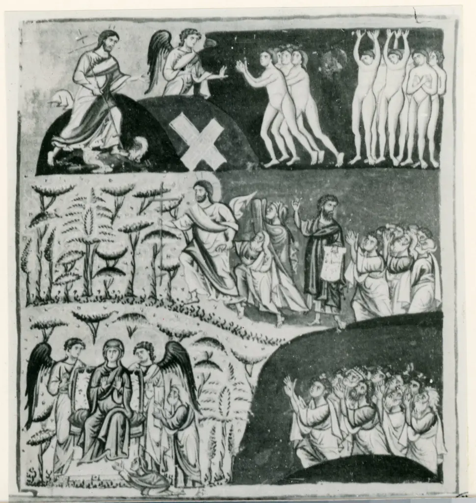 Anonimo , Discesa di Ges&ugrave; all'Inferno - Vat. gr. 1162 f. 48.v. , fronte