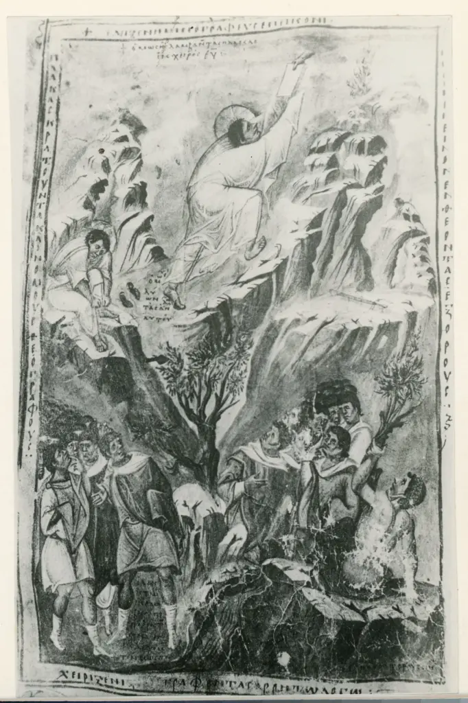 Anonimo sec. X , Mos&egrave; riceve da Dio le tavole della legge