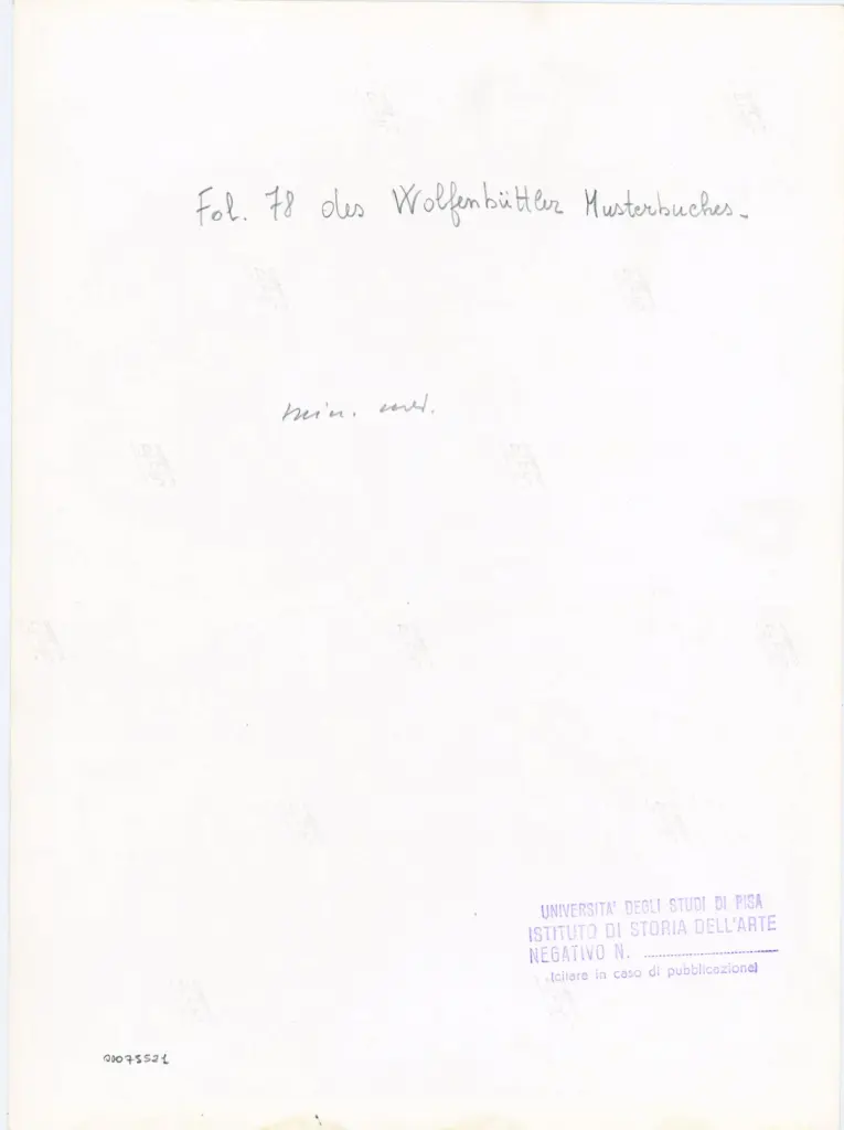 Universit&agrave; di Pisa. Dipartimento di Storia delle Arti , Fol. 78 des Wolfenb&uuml;ttler Musterbuches. , retro