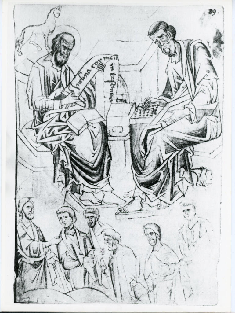 Anonimo sec. XIII , San Matteo Evangelista, San Giovanni Evangelista, Gesù Cristo, San Giacomo, San Pietro