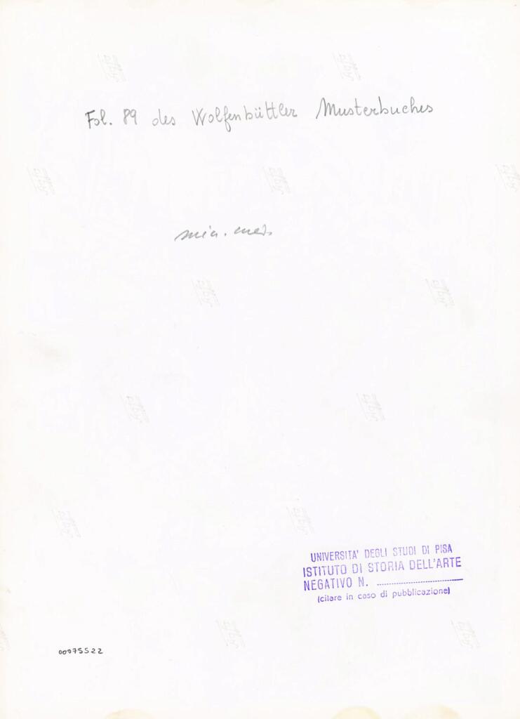 Università di Pisa. Dipartimento di Storia delle Arti , Fol. 89 des Wolfenbüttler Musterbuches , retro