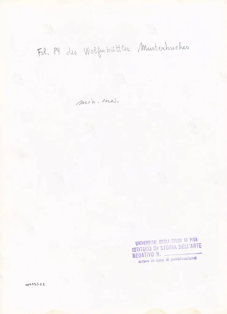Università di Pisa. Dipartimento di Storia delle Arti , Fol. 89 des Wolfenbüttler Musterbuches , retro