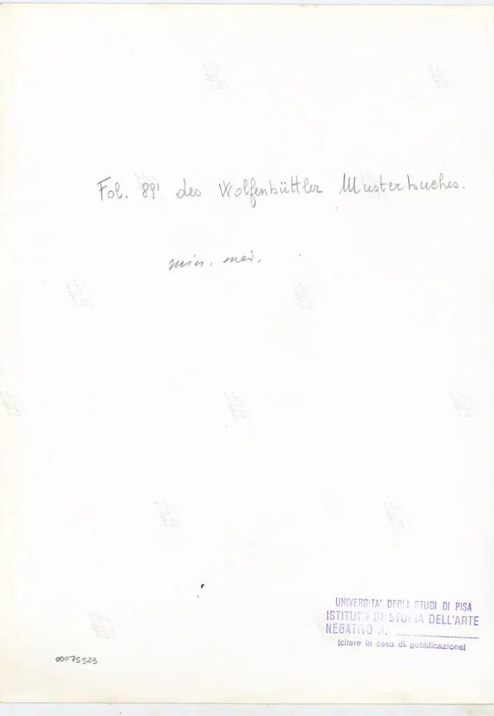 Universit&agrave; di Pisa. Dipartimento di Storia delle Arti , Fol. 89' des Wolfenb&uuml;ttler Musterbuches. , retro
