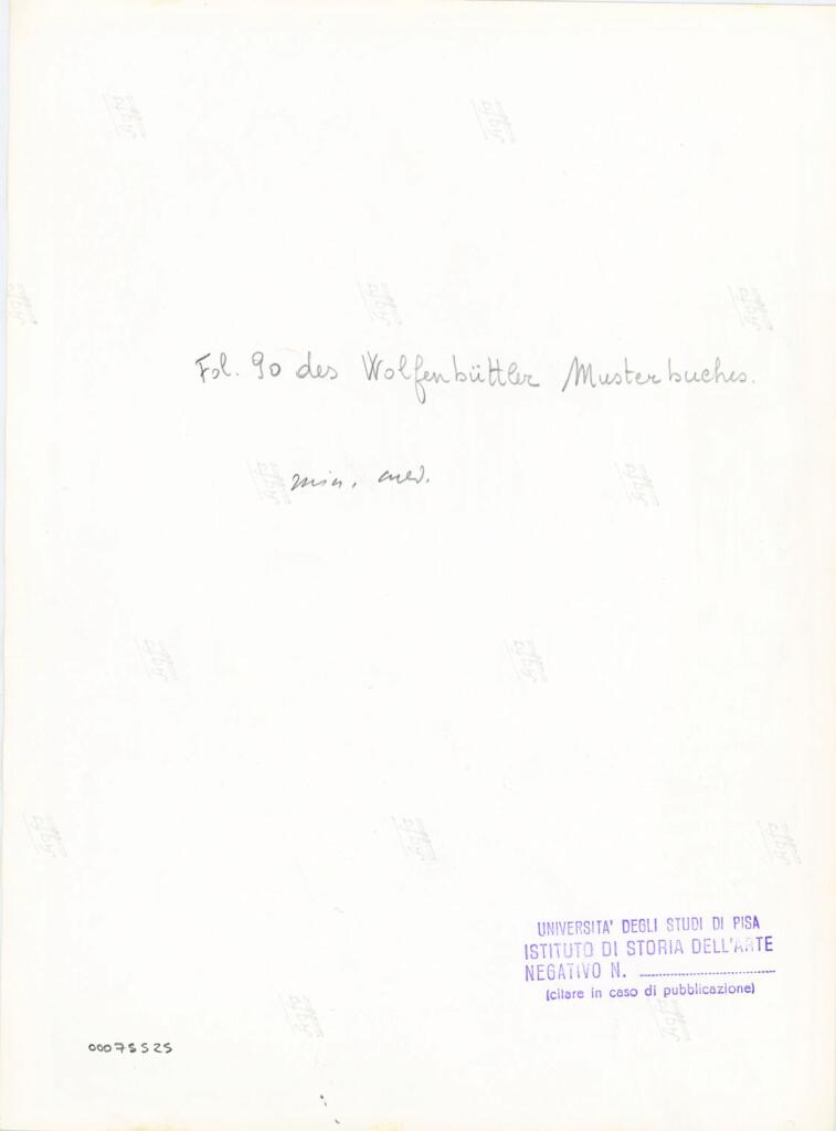 Università di Pisa. Dipartimento di Storia delle Arti , Fol. 90 des Wolfenbüttler Musterbuches. , retro