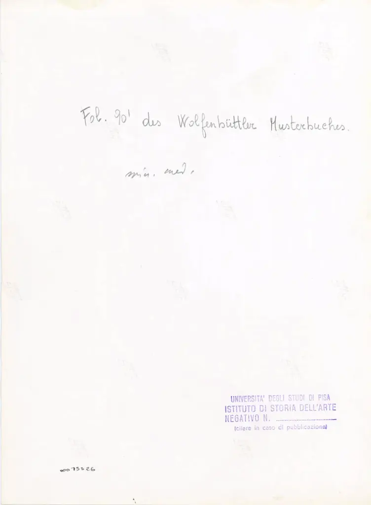 Universit&agrave; di Pisa. Dipartimento di Storia delle Arti , Fol. 90' des Wolfenb&uuml;ttler Musterbuches. , retro