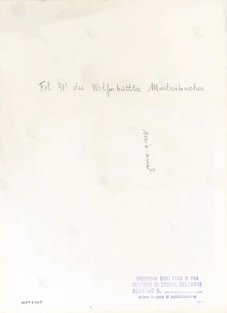 Universit&agrave; di Pisa. Dipartimento di Storia delle Arti , Fol. 91' des Wolfenb&uuml;ttler Musterbuches , retro