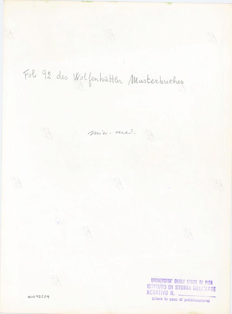 Università di Pisa. Dipartimento di Storia delle Arti , Fol 92 des Wolfenbüttler Musterbuches , retro