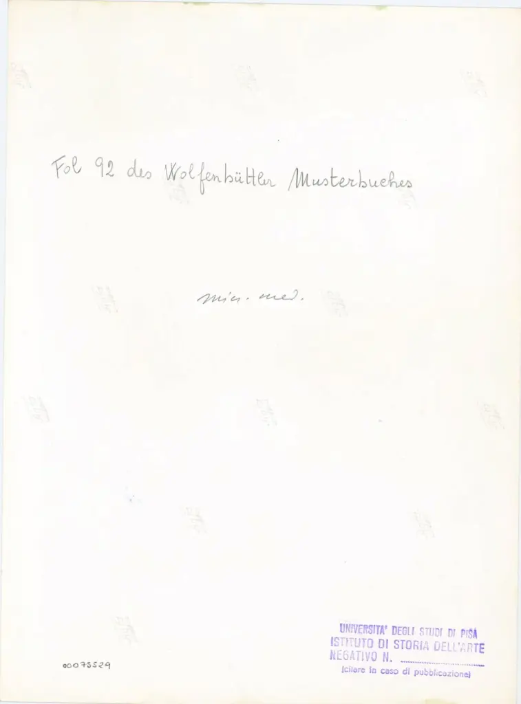 Universit&agrave; di Pisa. Dipartimento di Storia delle Arti , Fol 92 des Wolfenb&uuml;ttler Musterbuches , retro