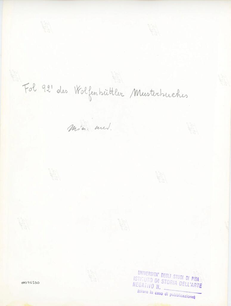 Università di Pisa. Dipartimento di Storia delle Arti , Fol 92' des Wolfenbüttler Musterbuches , retro