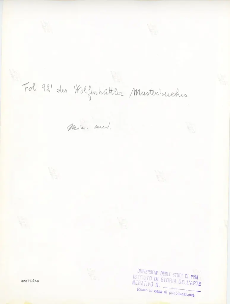 Universit&agrave; di Pisa. Dipartimento di Storia delle Arti , Fol 92' des Wolfenb&uuml;ttler Musterbuches , retro