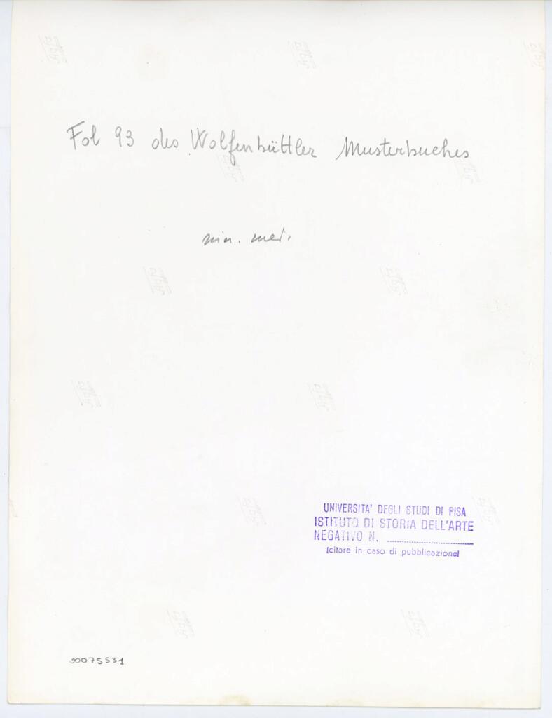 Università di Pisa. Dipartimento di Storia delle Arti , Fol 93 des Wolfenbüttler Musterbuches , retro