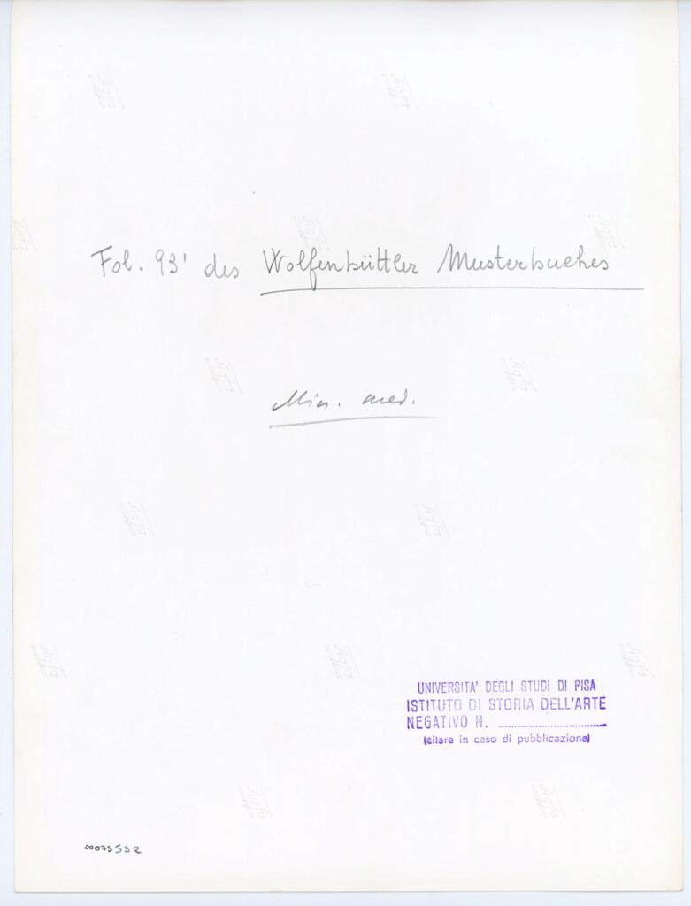Università di Pisa. Dipartimento di Storia delle Arti , Fol. 93' des Wolfenbüttler Musterbuches , retro