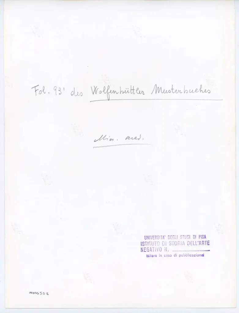 Università di Pisa. Dipartimento di Storia delle Arti , Fol. 93' des Wolfenbüttler Musterbuches , retro