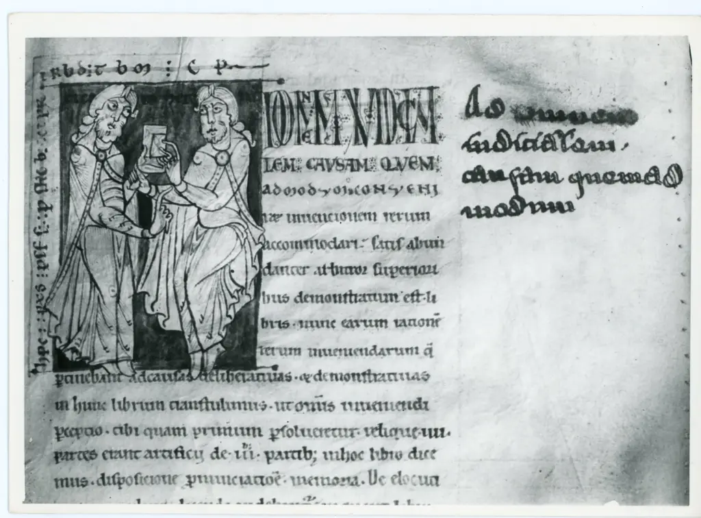 Anonimo sec. XII , Due figure maschili, Finte architetture